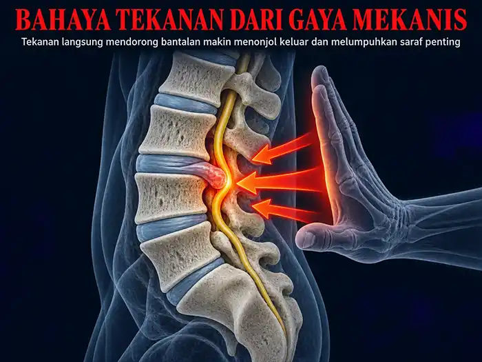 Bahaya tekanan mekanis pijat urut pada tulang belakang lumbal yang mengalami herniated disc HNP
