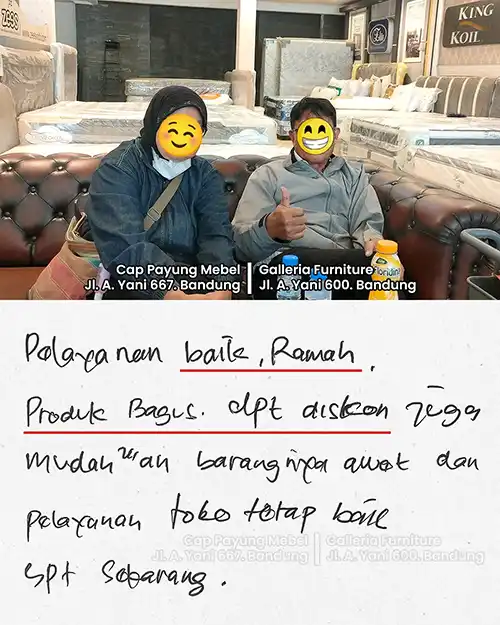 Review pelanggan setelah membeli kasur di Galleria Furniture